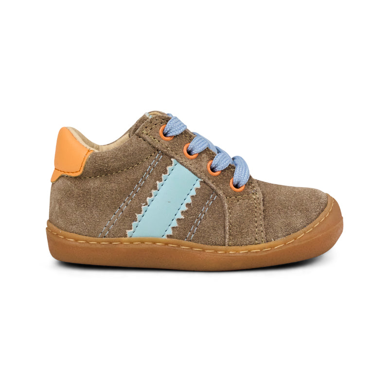 Koel Barefoot Blake Suede Barfußschuh zum Schnüren Beige Hellblau - keks.