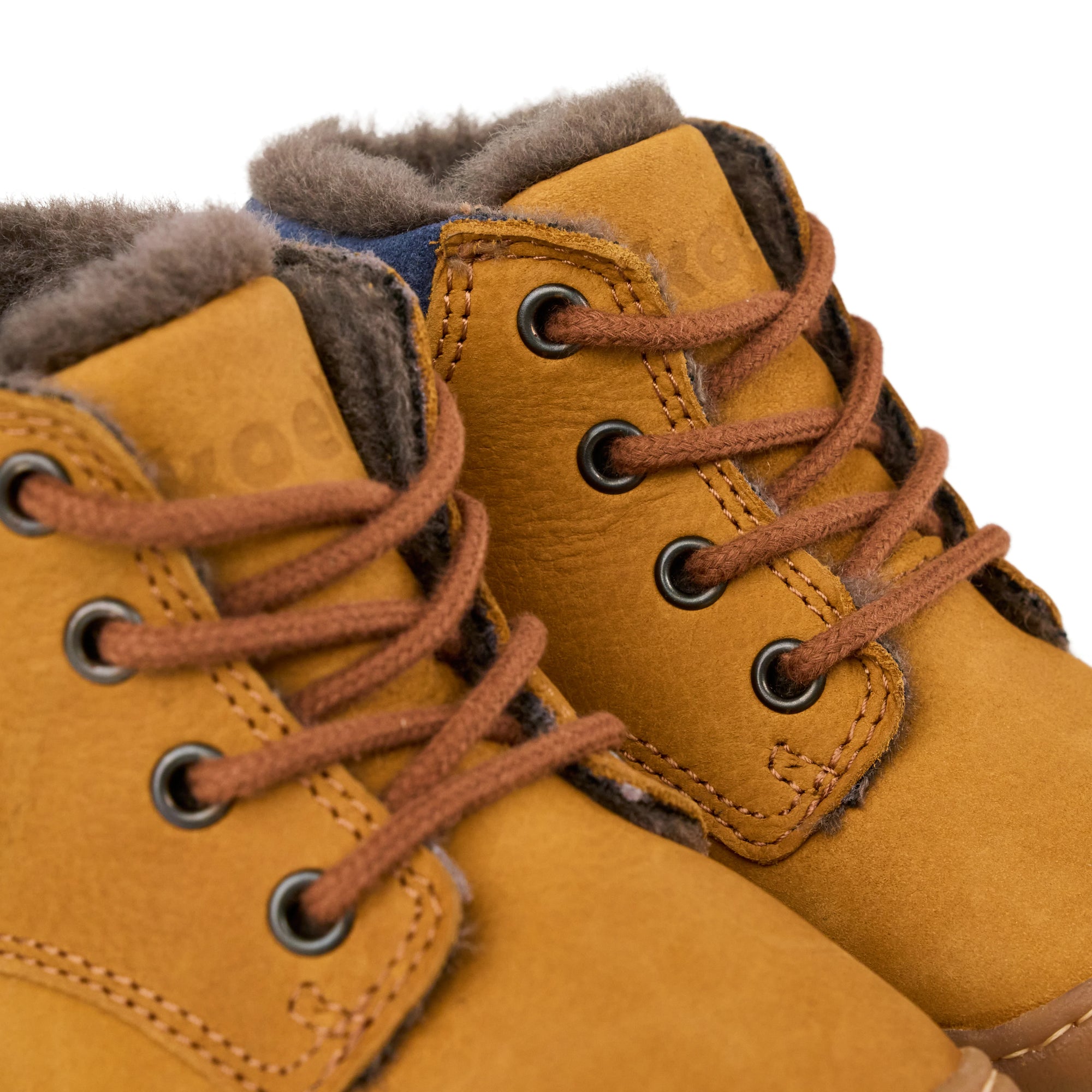 Koel Barefoot Bill Nubuk Barfuß Lauflerner zum Schnüren Cognac Lammfell-Futter - keks.