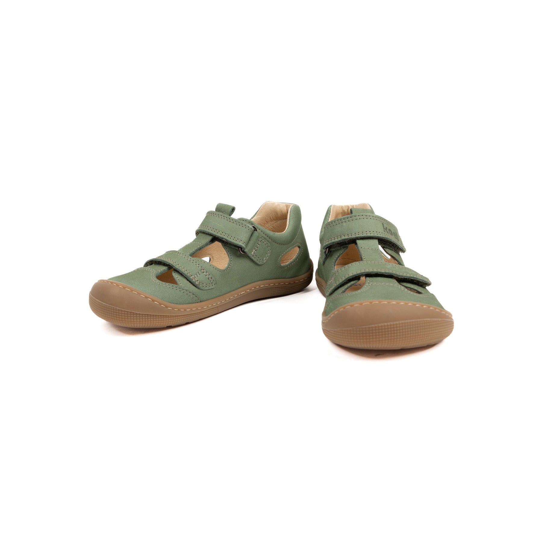 Koel Barefoot Deen Napa Barfuß-Sandale mit Klettverschluss Olive - keks.