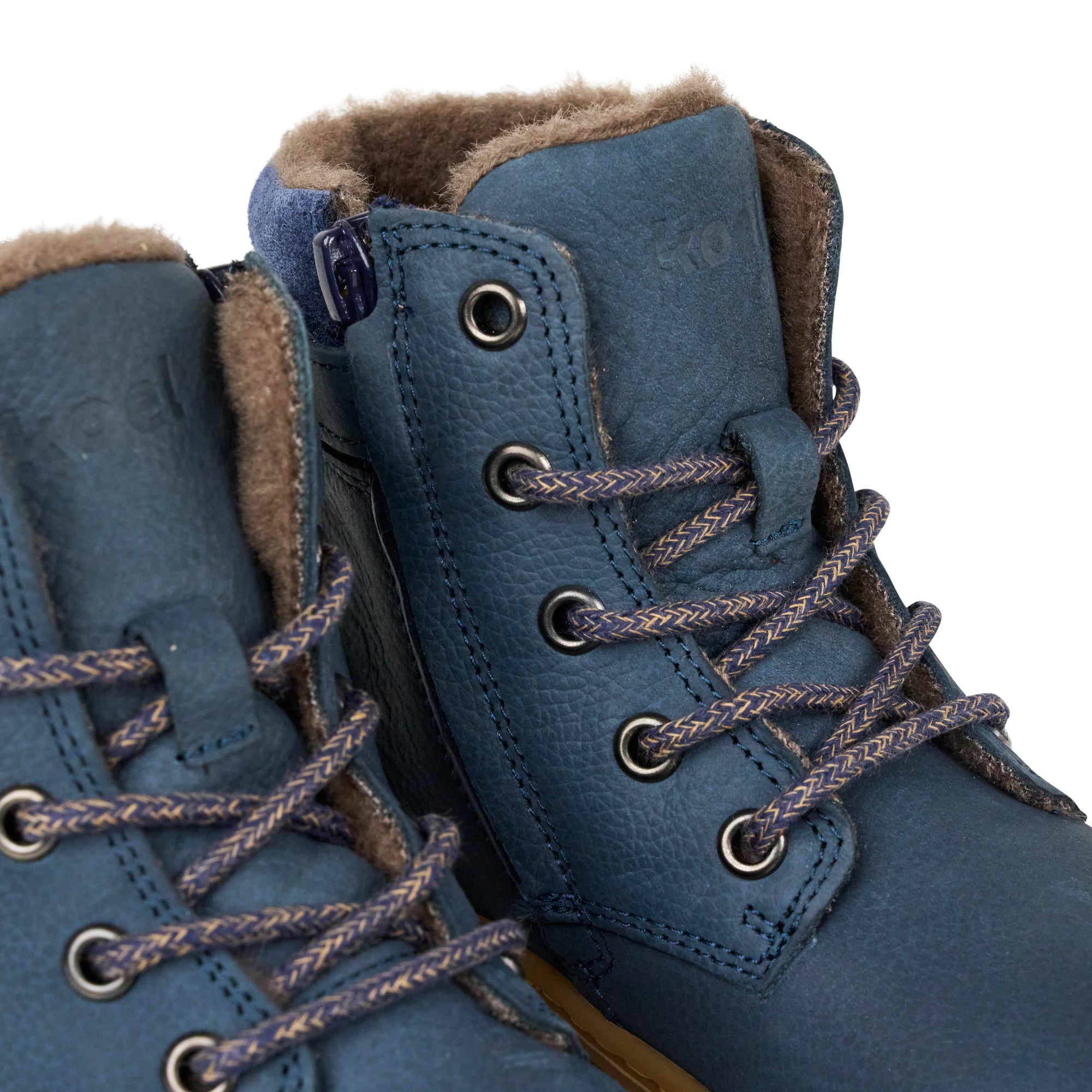 Koel Barefoot Darius Wool Barfuß-Winterstiefel zum Schnüren Blue Lammfell-Futter - keks.