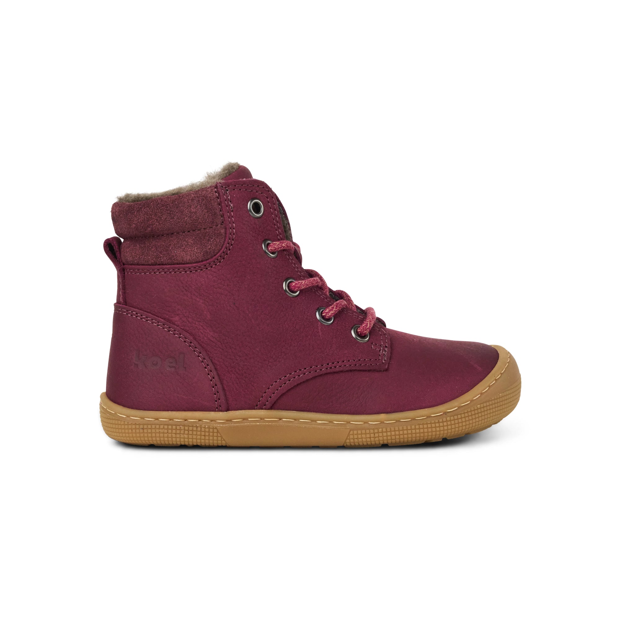 Koel Barefoot Darius Wool Barfuß-Winterstiefel zum Schnüren Bordo Lammfell-Futter - keks.