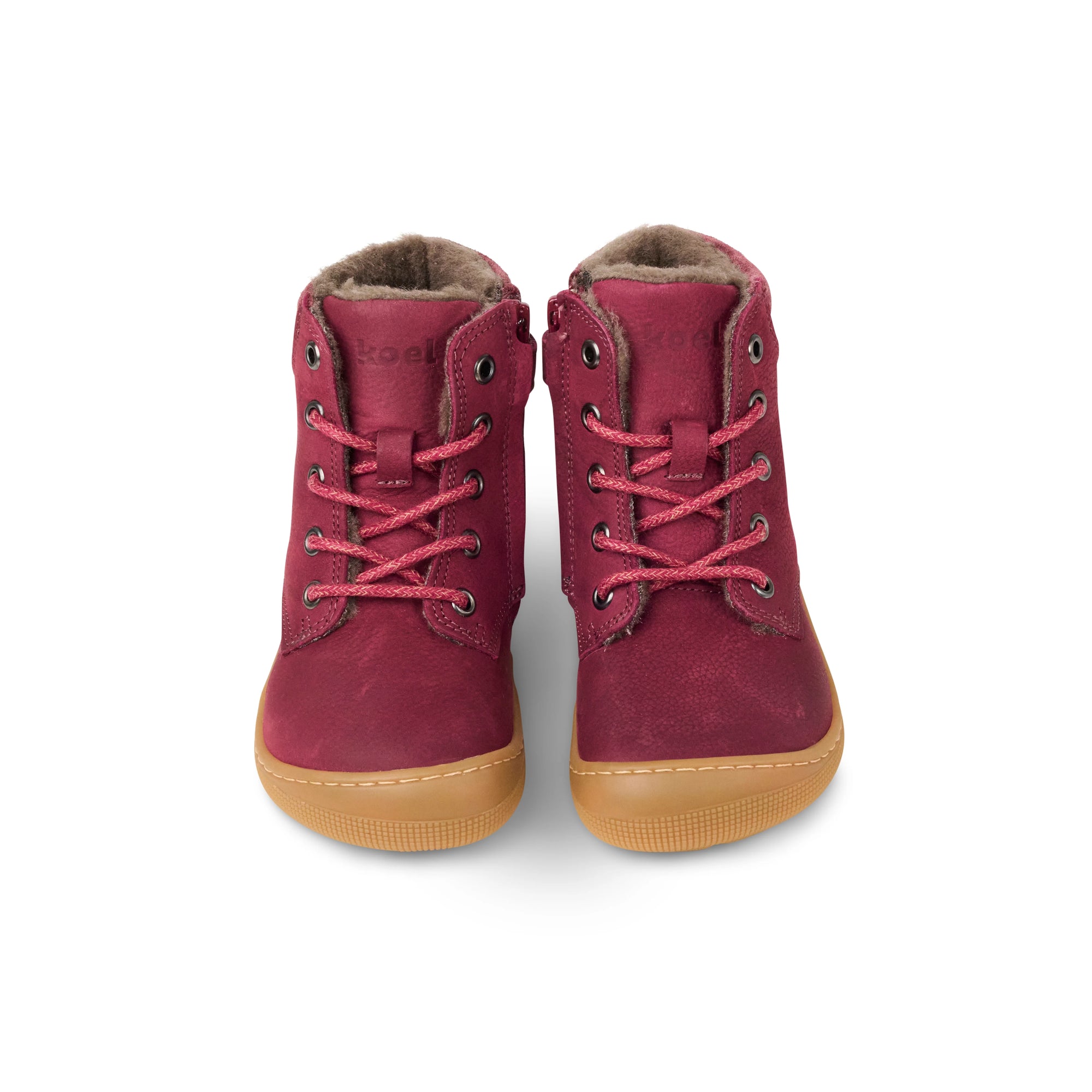 Koel Barefoot Darius Wool Barfuß-Winterstiefel zum Schnüren Bordo Lammfell-Futter - keks.