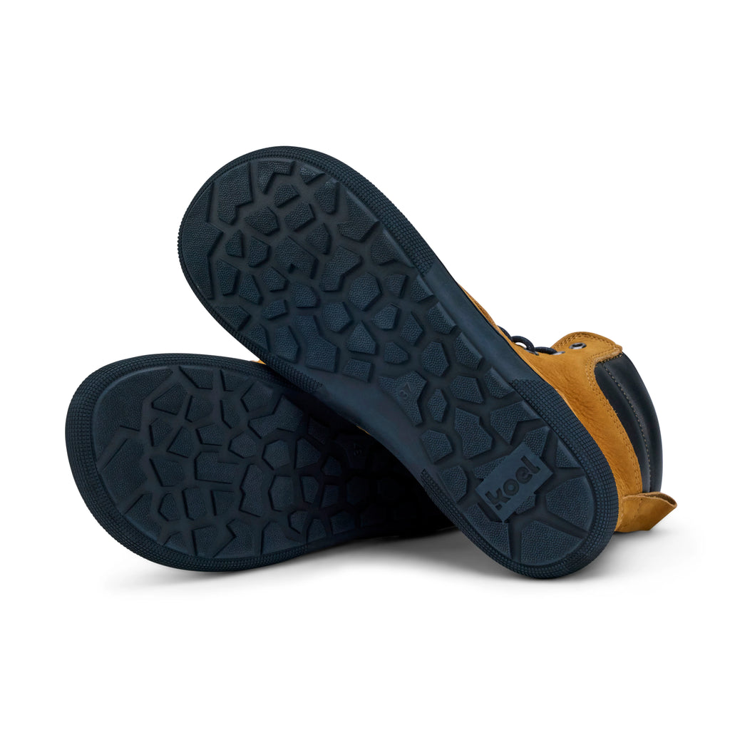 Koel Women Barefoot Florence Miel Honig Schnürstiefeletten mit Reißverschluss, Ansicht der schwarzen Gummisohle