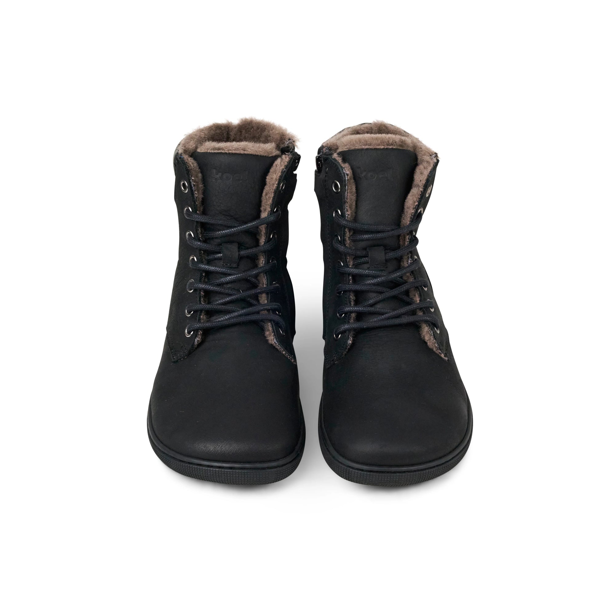 Koel Women Barefoot Florence Lamb Barfuß-Schnürstiefelette mit Reißverschluss Black Lammfell-Futter - keks.