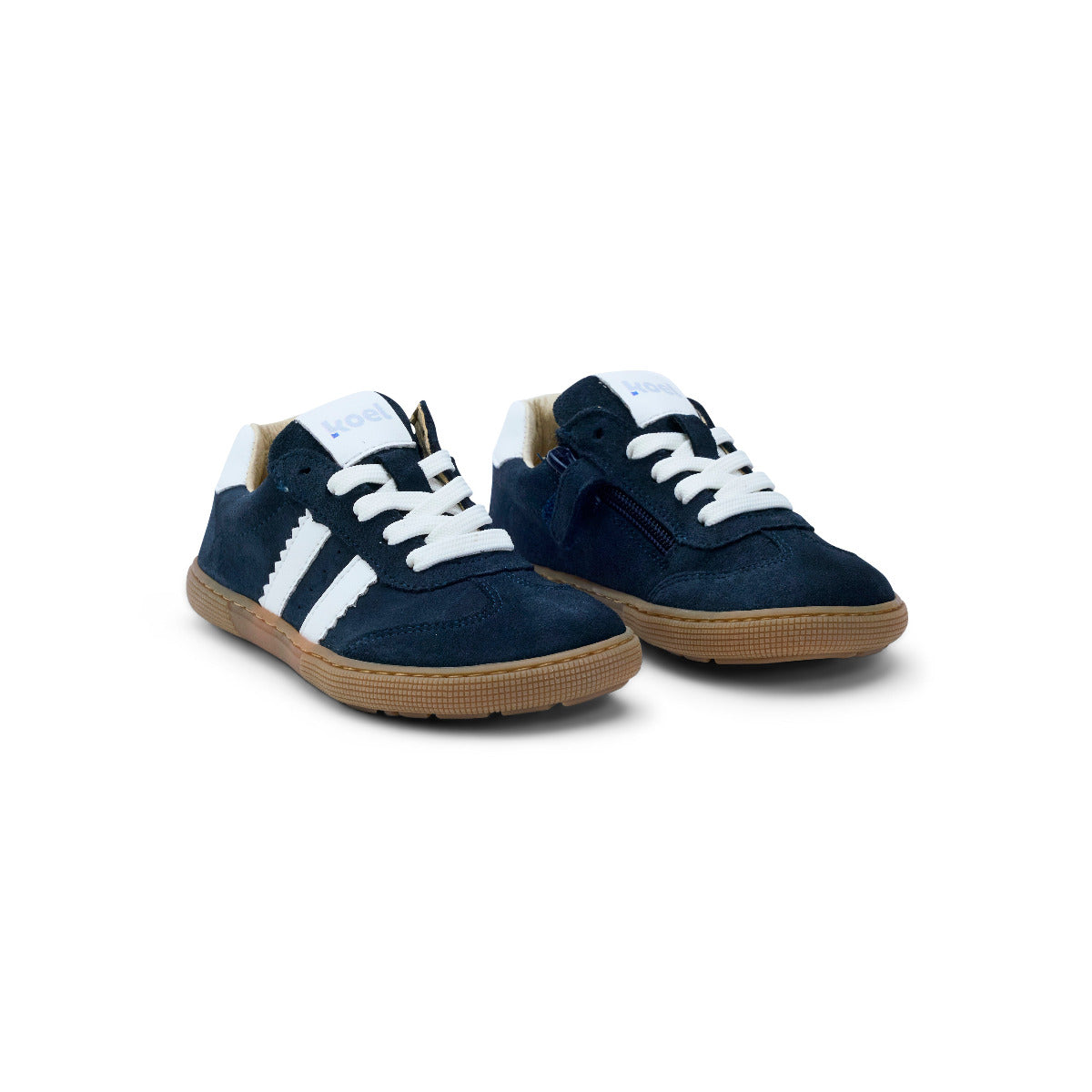 Koel Barefoot Declan Suede Barfuß-Sneaker mit Schnürsenkeln und Reißverschluss Navy