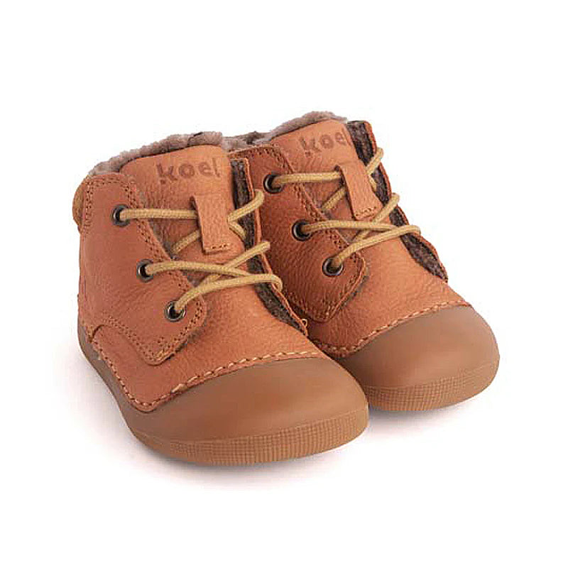 Koel Barefoot Ava Bio Nubuk Barfuß Lauflernschuh zum Schnüren Blossom Lammfell-Futter - keks.