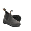 Blundstone Chelsea Boot rustikales grau, Foto von der Seite, wasserdicht mit robuster Sohle, seitliche Gummis Ton in Ton. schwarze Sohle