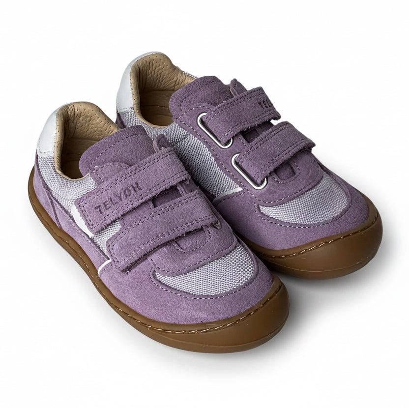 Telyoh Barefoot Y01141 Halbschuh Mesh mit Klettverschluss Lilac Flieder - keks.