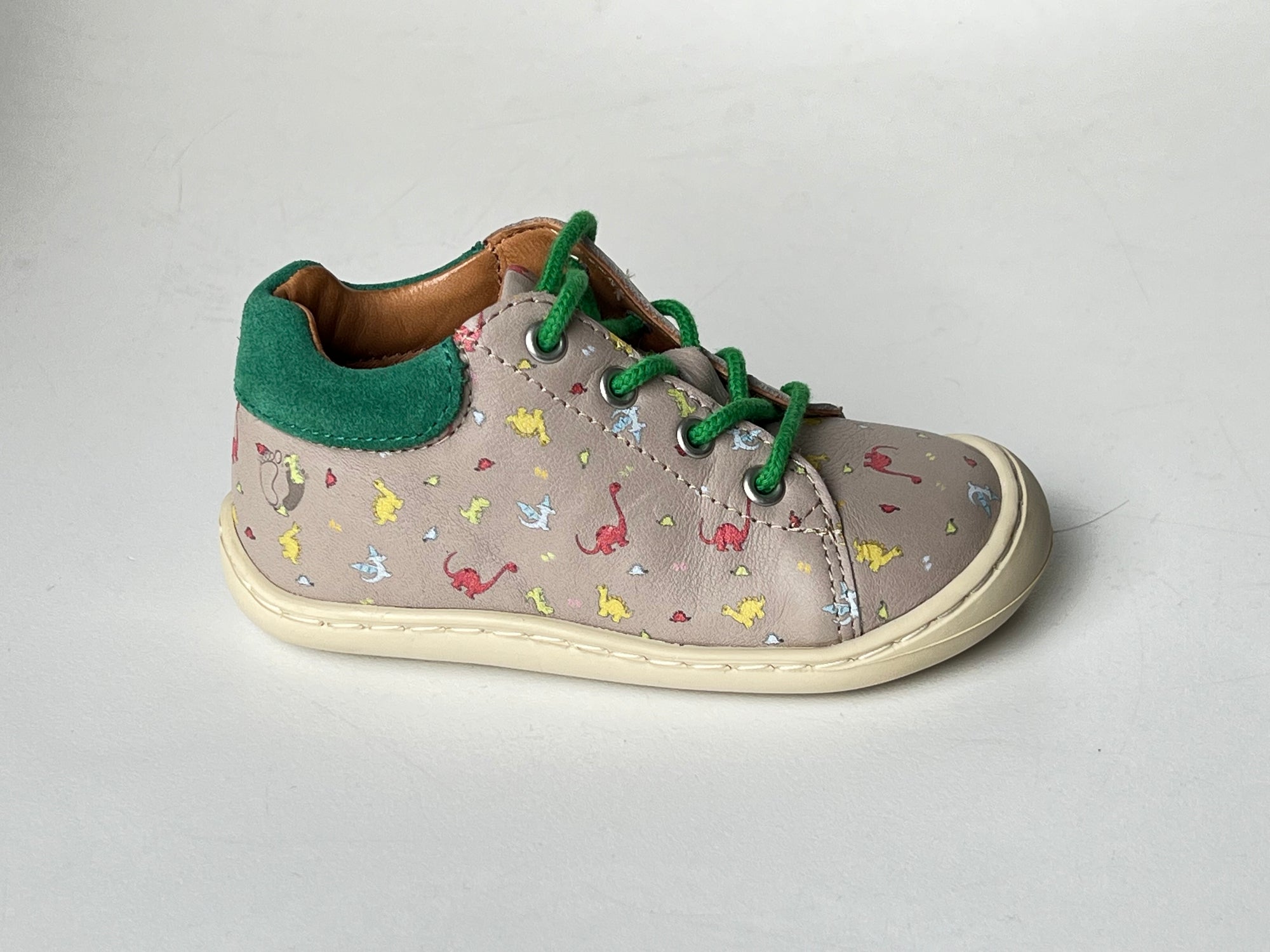 Telyoh Barefoot Y01148 Schnür Lauflerner Dino Mouse beige - keks.