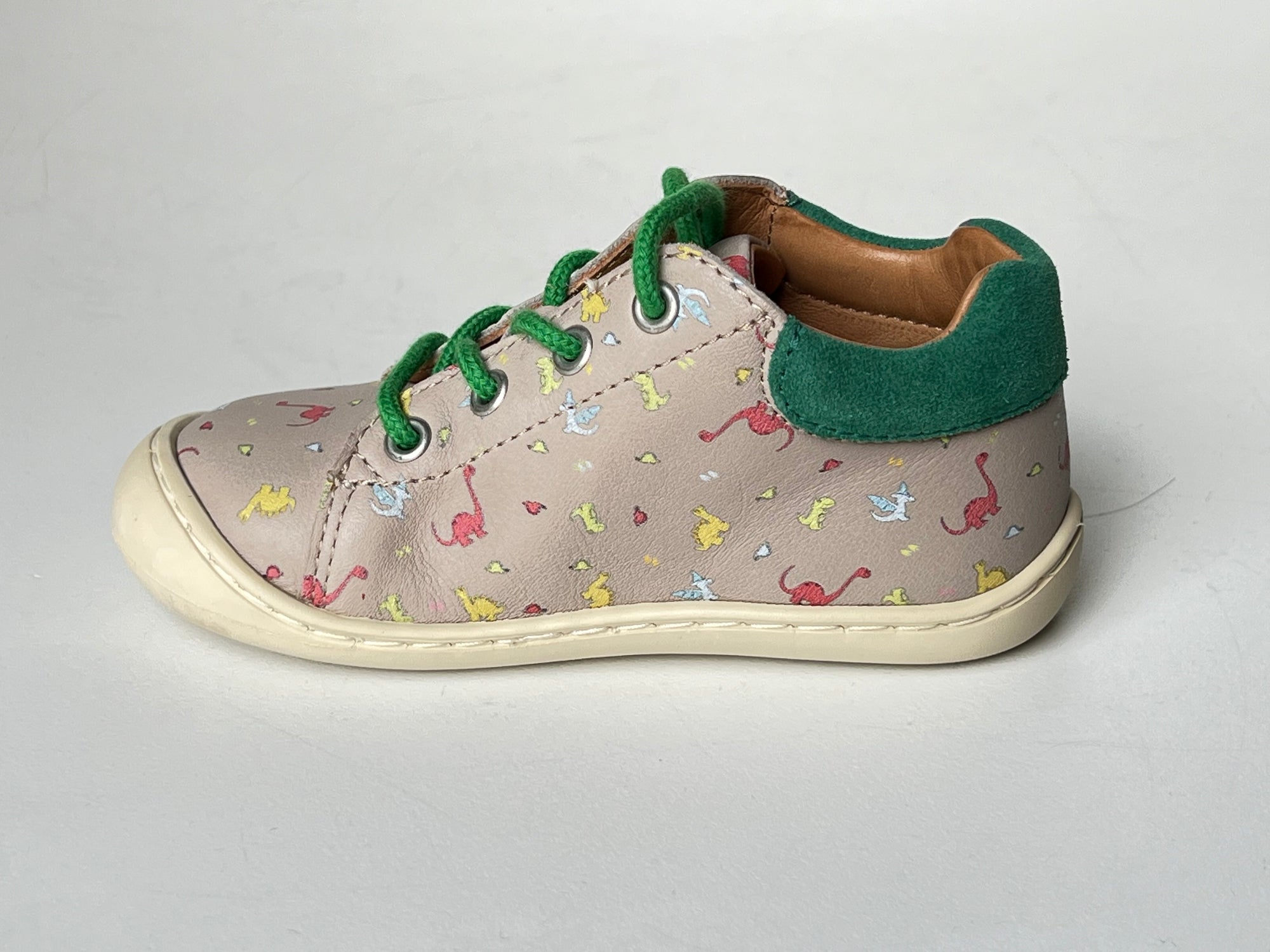 Telyoh Barefoot Y01148 Schnür Lauflerner Dino Mouse beige - keks.