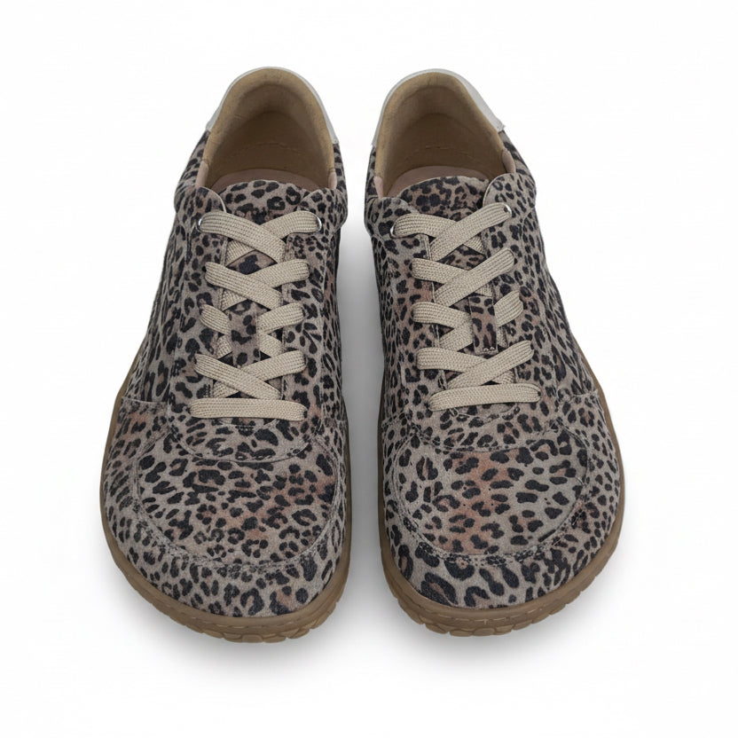 Telyoh Barefoot Y01231 Jesse Barfuß-Sneaker zum Schnüren Leo Sand Suede