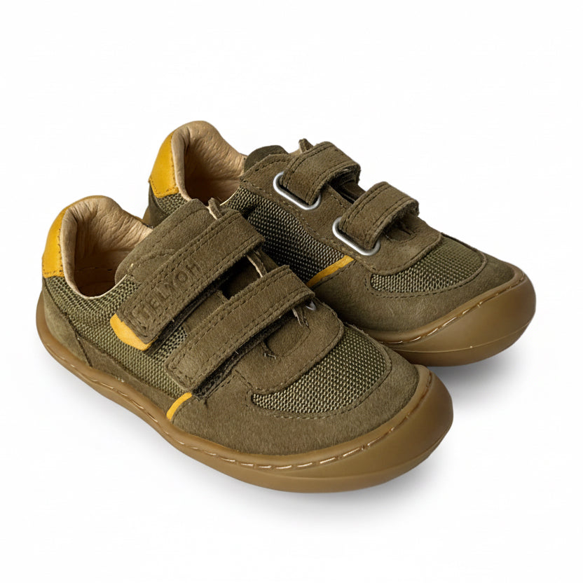 Telyoh Barefoot Y01141 Halbschuh Mesh mit Klettverschluss Olive - keks.