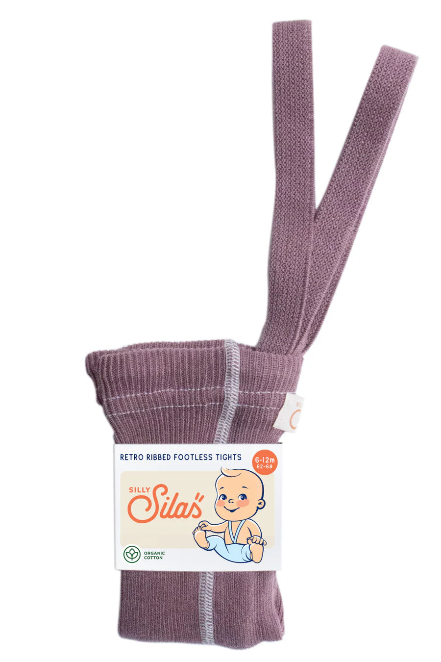Silly Silas Retro Ribbed Footless Strumpfhosen mit Trägern Acai Smoothie