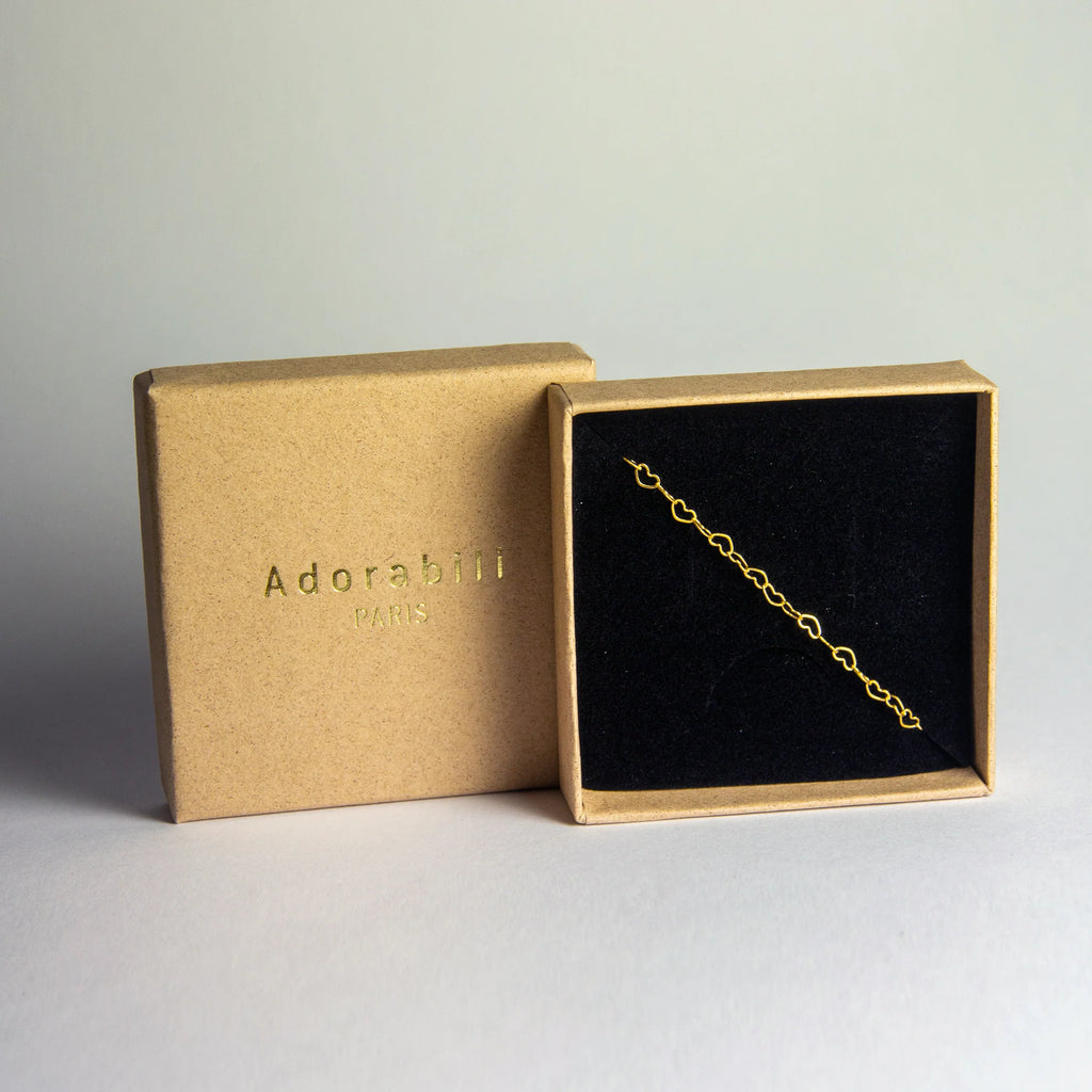Niedliches Herzchen Adorabili Paris Armband in Gold Feingliedrig mit Herzgliedern, im Schmuckkästchen 