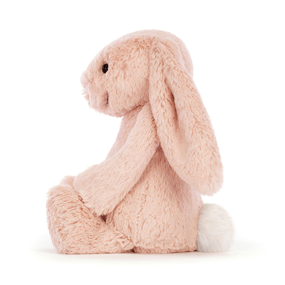 Jellycat Bashful Blush Bunny Medium BAS3BLU, rosanes kuscheliges Stofftier Häschen von Jellycat, seitliche Ansicht