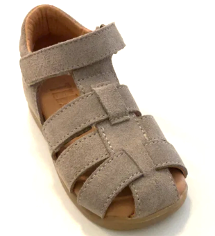Süße Telyoh Kindersandale Sand Suede, Braun-Graues Leder mit Klettverschluss