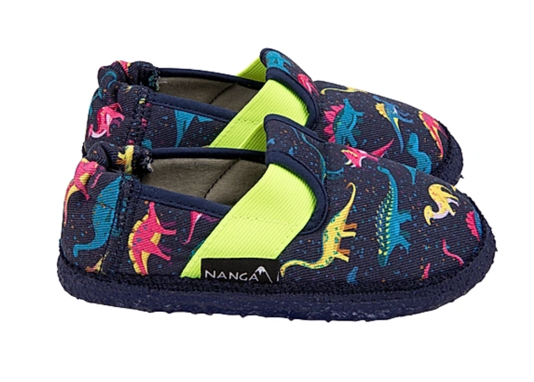 Nanga Kleine Saurier Dunkelblau Weiche Hausschuhe aus Baumwolle mit Gummiband - keks.
