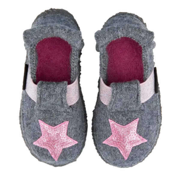 Nanga Stars Grau Kuschelige Hausschuhe aus Wolle mit Gummiband