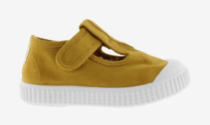 Victoria Vegane Baumwoll-Sandale Curry mit Klettverschluss