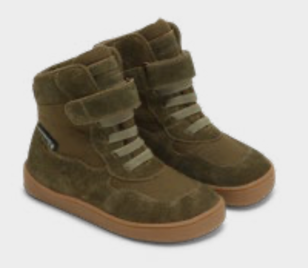 Bundgaard Brooklyn Barefoot Tex Wasserdichte Winterschuhe mit Gummiband Oliv