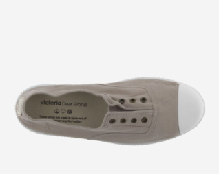 Victoria Vegane Baumwoll Halbschuhe in Beige mit Gummiband - keks.