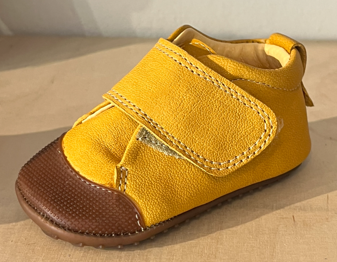 DULIS Babysneaker mit Krabbelkappe Mustard VELCRO