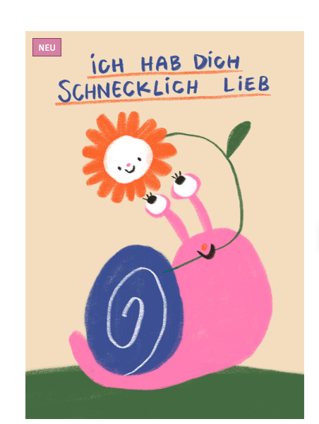 Grafik Postkarte "ich hab dich schrecklich lieb" Liebesgrüße aus der Natur