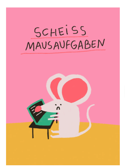 Postkarte Mausaufgaben - keks.