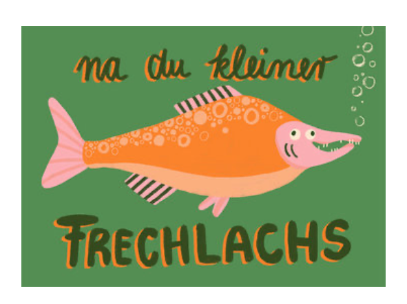 Postkarte Frechlachs - keks.