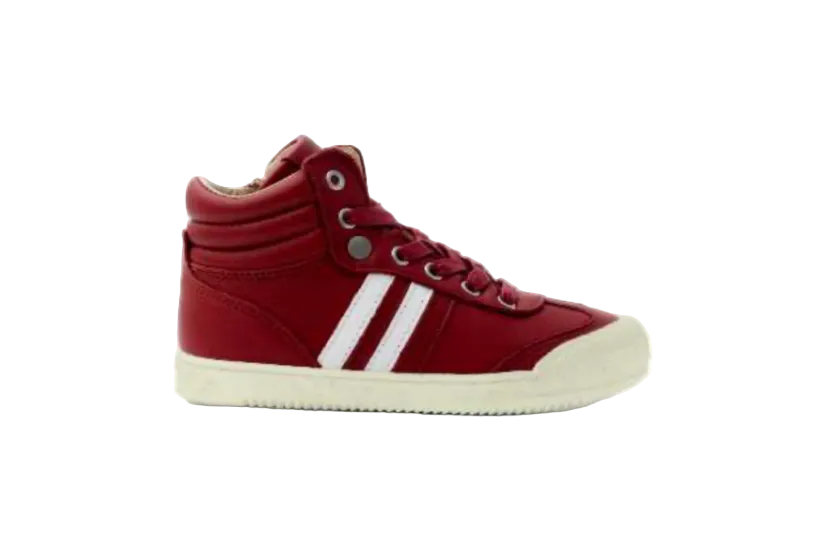 Telyoh Y00506 Carter White Stripes Hightop Schnürer mit Reißverschluss DK Red - keks.