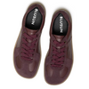 BLSN-200W Berry, Blusun 200W Berry Barfußschuhe, dunkelrote Sneakers aus Glattleder, berry, Bordeaux, bordeauxrot, weinrot, burgunderrot, kastanienrot, maronenrot, Vorne aus Velourleder, mit dunkelroten Schnürsenkeln und honigfarbener Sohle. Weiche flexible Barfußsohle mit 1mm Profil. Foto Paar von oben