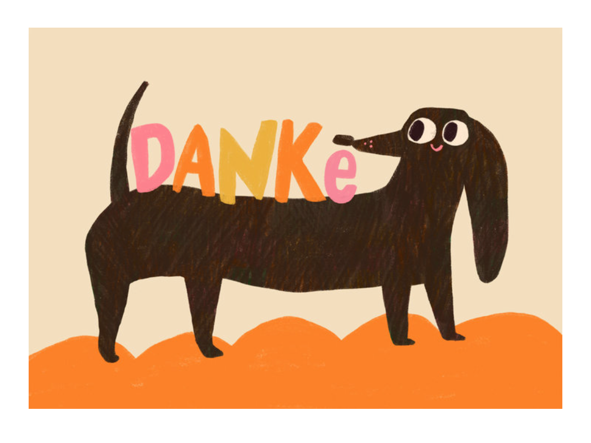 Postkarte Danke Dackel - keks.