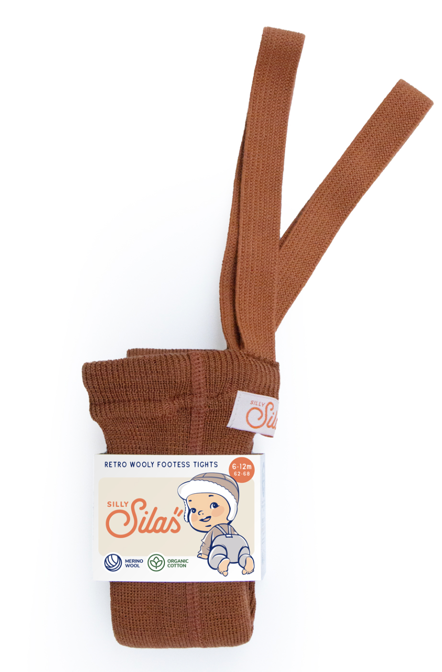 Silly Silas Wooly Footless Strumpfhosen mit Trägern Ginger