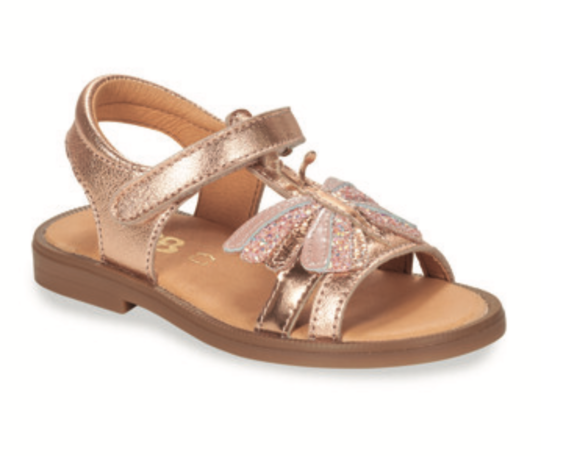 GBB Harmonie Sandale mit Klettverschluss Schmetterling Roségold - keks.