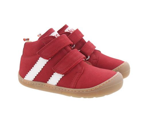 Koel Barefoot David Leather Napa Barfuß-Sneaker mit Klettverschluss Red Rot - keks.