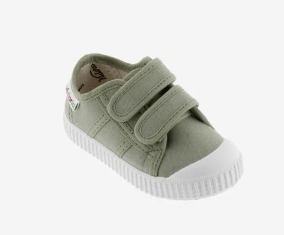 Victoria Vegane Baumwoll Halbschuhe Aloe mit Klettverschluss