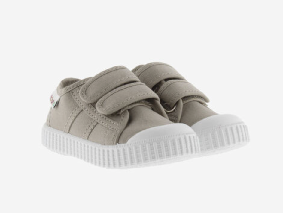 Victoria Vegane Baumwoll Halbschuhe Beige mit Klettverschluss