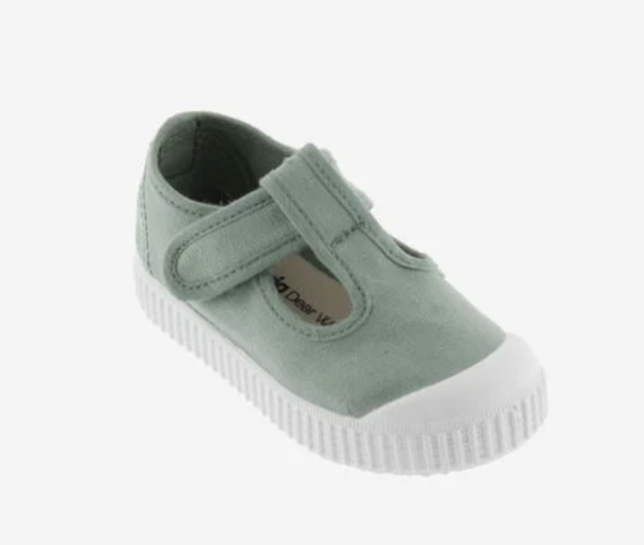 Victoria Vegane Baumwoll-Sandale Jade mit T-Spange + Klettverschluss