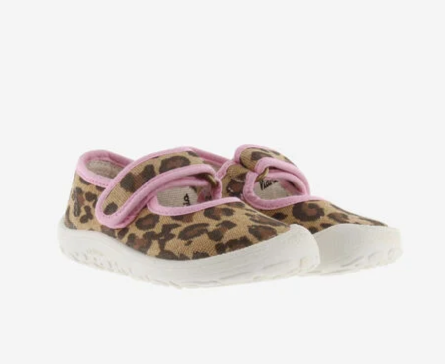 Victoria Barefoot Vegane Baumwoll-Ballerina mit Klettverschluss Leo Rosa