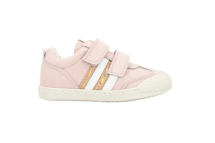 Telyoh Y00663 Carter White Stripes Klett Halbschuh Nude - keks.