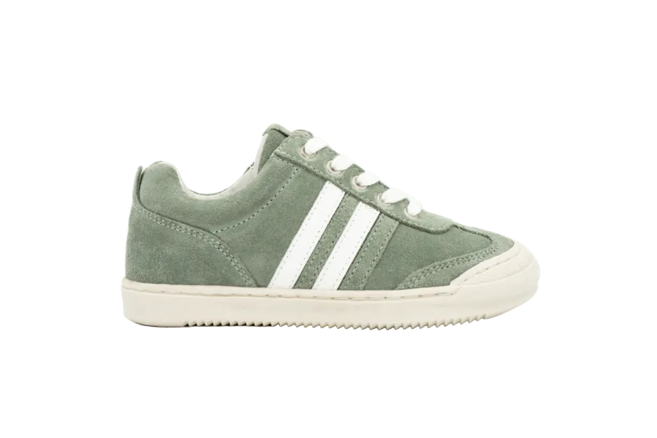 Telyoh Y00658 Carter White Stripes Sneaker Lowcut mit Reißverschluss Suede Velour Sage - keks.