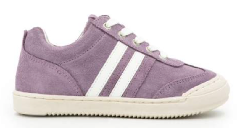 Telyoh Y00658 Carter White Stripes Sneaker Lowcut mit Reißverschluss Suede Velours Lilla