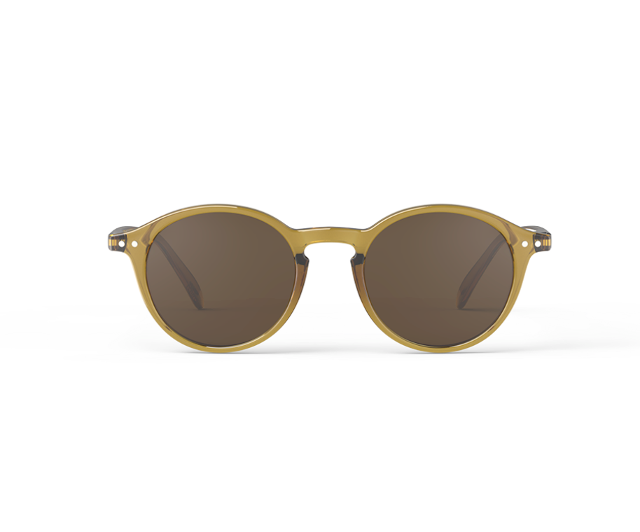 IZIPIZI Paris #D SUN Golden Green Sonnenbrille für Erwachsene, stilvolle Brille mit grünen Gläsern und goldfarbenem Rahmen.