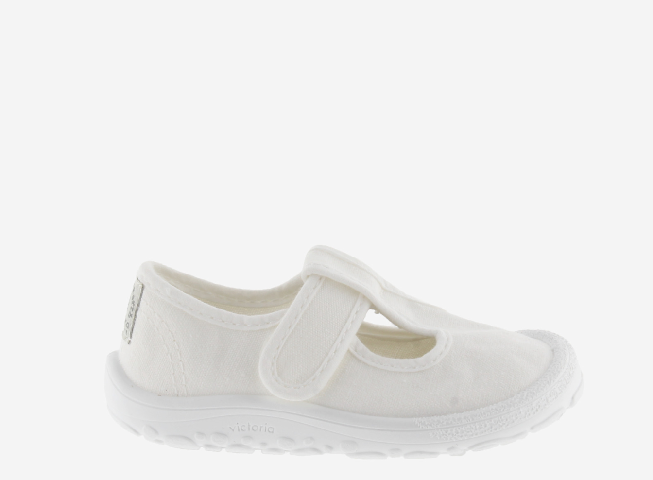 Victoria Barefoot Vegane Baumwoll-Sandale mit Klettverschluss Blanco