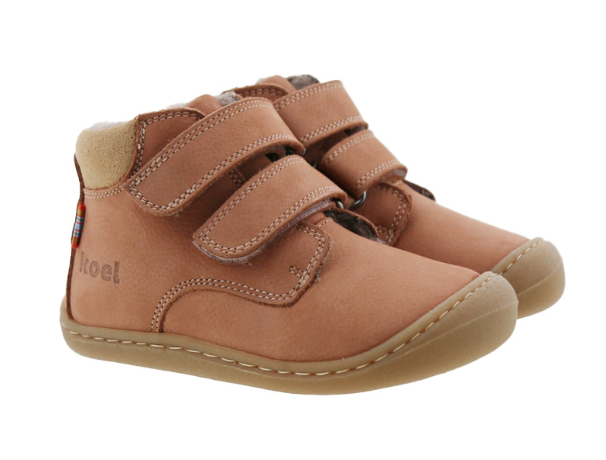 Koel Barefoot Bonnie Barfuß-Winterstiefel mit Klettverschluss Old Pink Lammfell-Futter