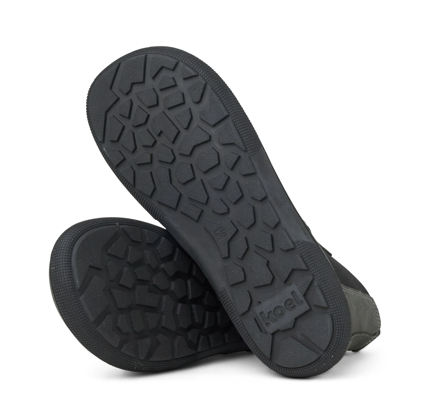 Koel Women Barefoot Filas Merino Dark Grey Chelsea Boots, Ansicht der schwarzen Barfußsohle