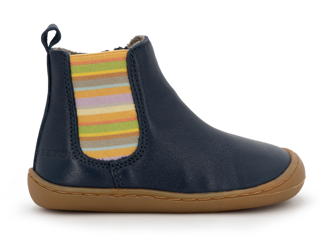 Telyoh Barefoot YF1160 Chelsea Dk Blue Rainbow mit leichtem Schurwollfleecefutter