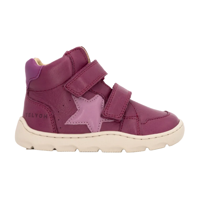 Telyoh Barefoot YFX1210 Winterboots Klett Street Cranberry Star - keks.