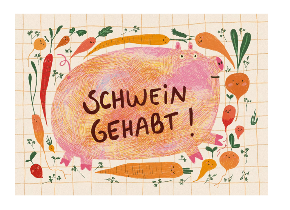 Postkarte Schwein gehabt