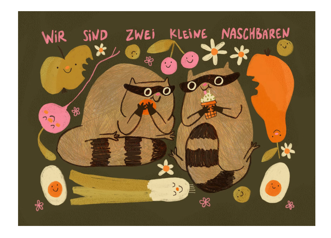 Postkarte Kleine Naschbären